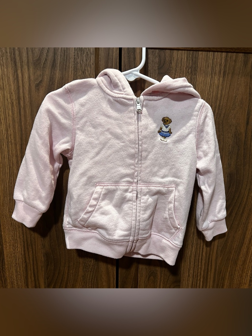 Pink Girls Ralph Lauren Full-Zip Hoodie 18M w/Embroidered Bear